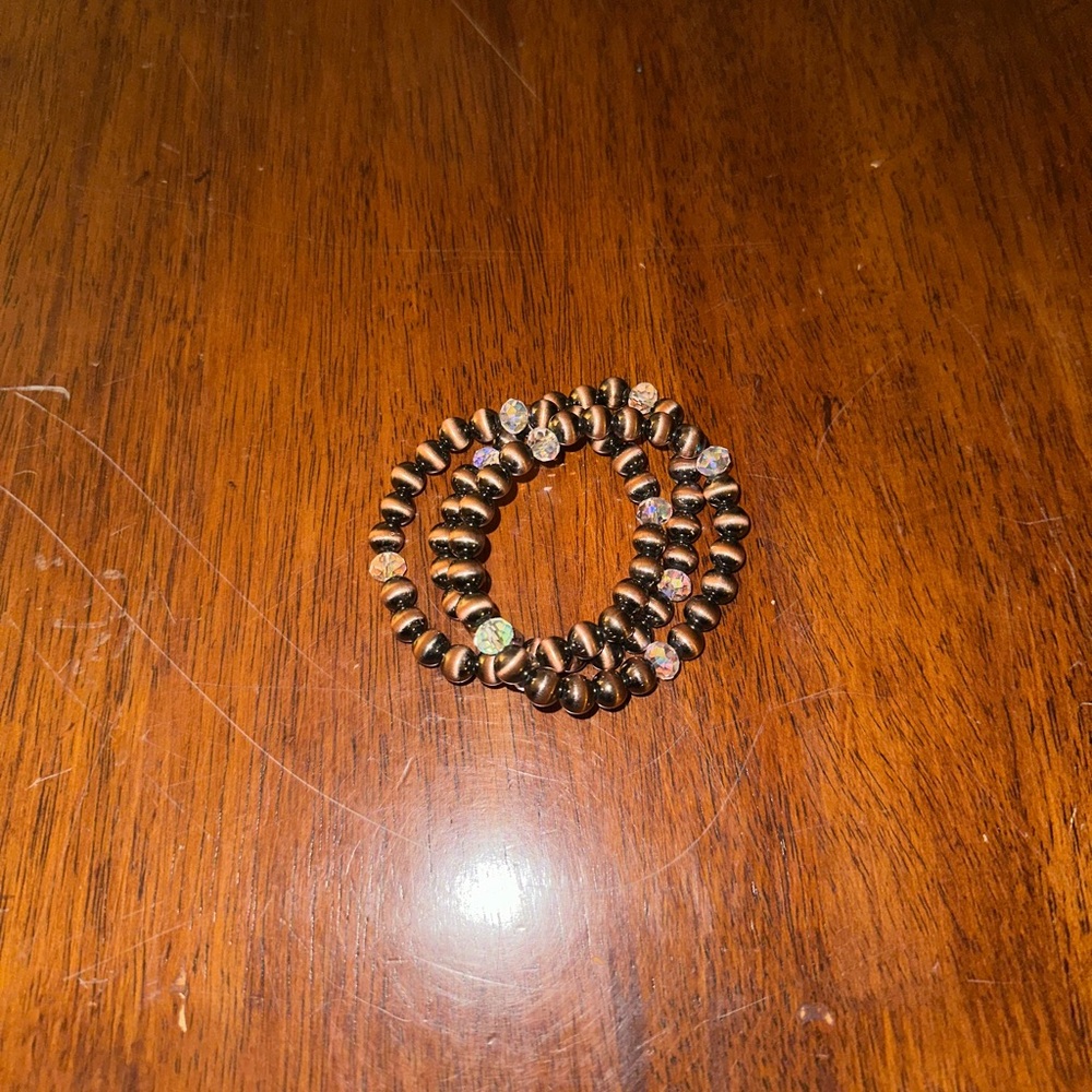 3 copper navajo pearl style bracelets
